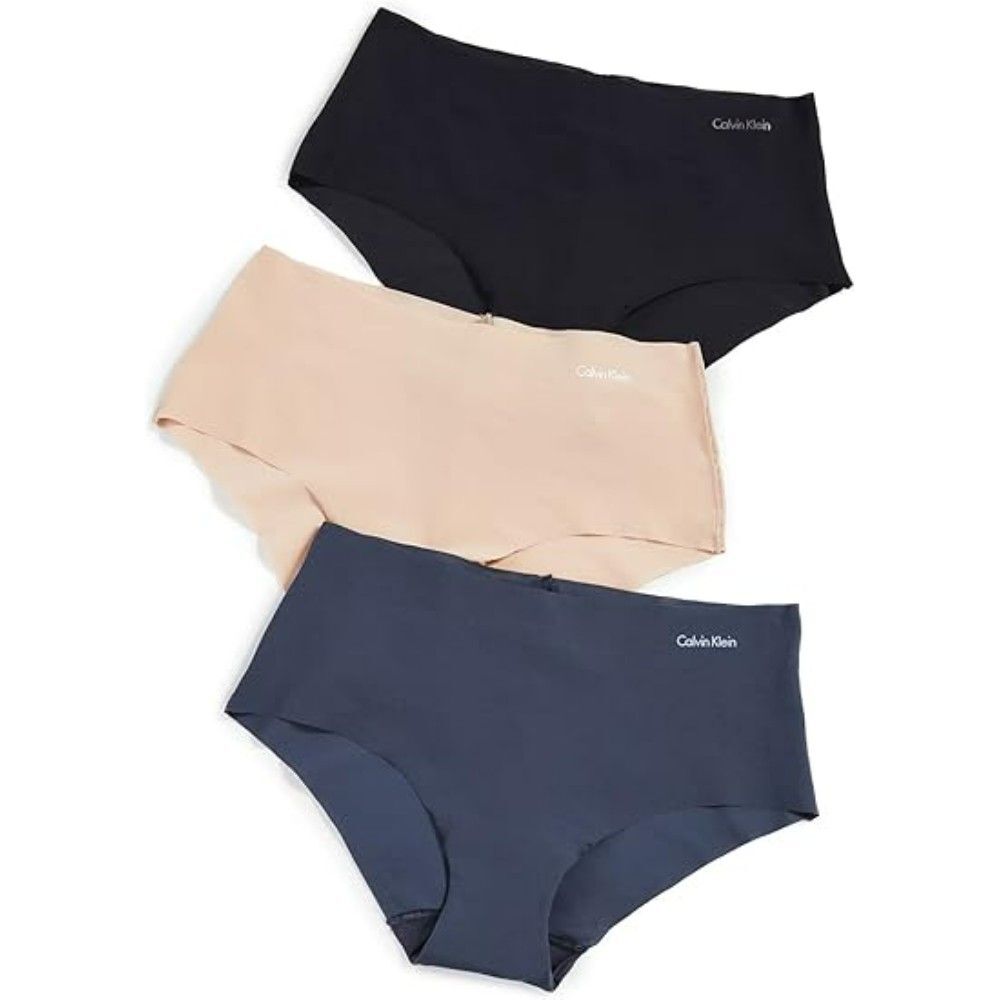 3-Pack Calvin Klein Women's Invisibles Hipster Panty MEDIUM Black/Light Caramel